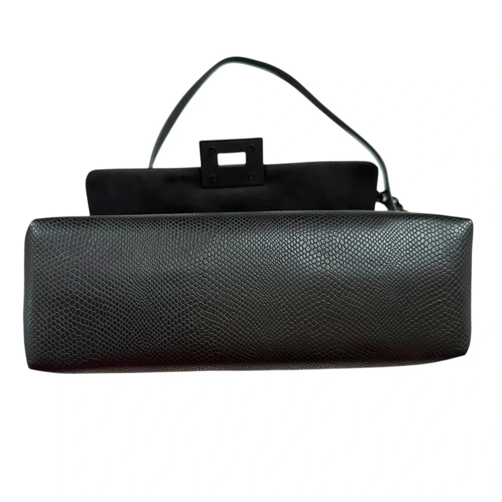 Nicole Miller NWT Black Pebbled Chain Flap Shoulder Bag Quiet Luxury Purse